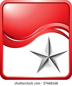 silver star on red wave background