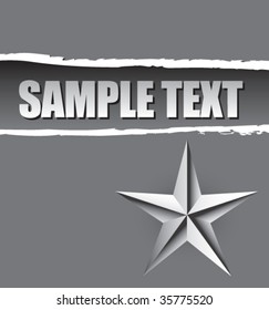 silver star on ripped banner