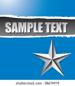 silver star on ripped blue banner template