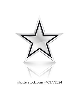 Silver star on white background. Vector Illustration