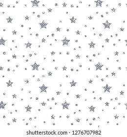 Silver Star Pattern. Glitter Look.