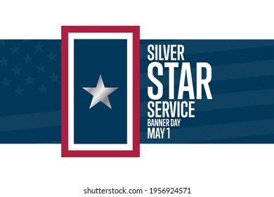 Silver Star Service Banner Day. May 1. Holiday concept. Template for background, banner, card, poster with text inscription. Vector EPS10 illustration