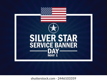 Silver Star Service Banner Day. May 1. Holiday concept. Template for background, banner, card, poster with text inscription. Vector illustration