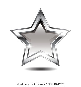 Silver star shaped icon. Vector illustration