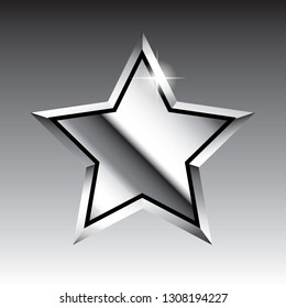 Silver star shaped icon. Vector illustration