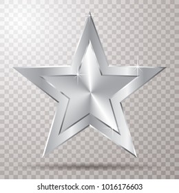 silver star with transparent shadow, vector template for show business or something else