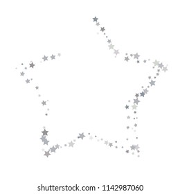 Silver star vector banner. Simple form. Template , card, vip, exclusive, certificate, gift luxury privilege voucher store present shopping