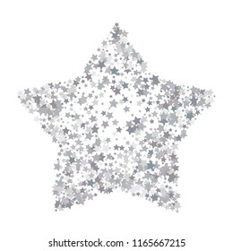 Silver star vector banner. Simple form. Template , card, vip, exclusive, certificate, gift luxury privilege voucher store present shopping