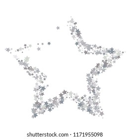 Silver star vector banner. Simple form. Template , card, vip, exclusive, certificate, gift luxury privilege voucher store present shopping