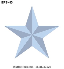 Vector de estrella plateada sobre fondo blanco: ícono de estrella 3D metálico, símbolo de cromo brillante, diseño de premio de lujo, insignia de Premium, elemento de decoración brillante para logotipos, marca y Diseño gráfico