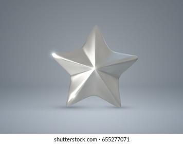 Silver star. Vector realistic 3d illustration.