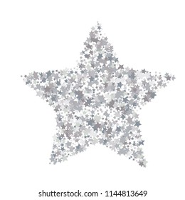 Silver star vector. Simple form. Template , card, vip, exclusive, certificate, gift luxury privilege voucher store present shopping