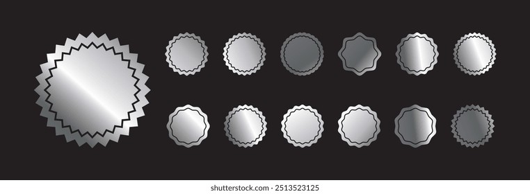 silver starburst badges vector design illustration