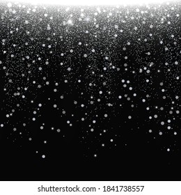 Silver stardust texture. Falling Stars. Glow light effect. Vector illustration.