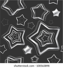 Silver stars background. Seamless vector.