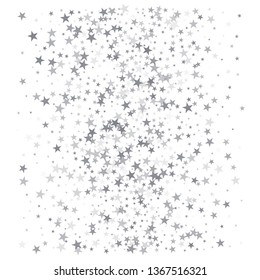silver stars background, sparkling christmas lights confetti falling isolated on white. magic shining Flying stars glitter cosmic backdrop, sparkle vector border. - Vector