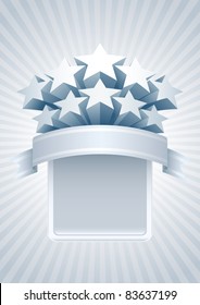 Silver stars banner. All elements are layered separately in vector file. Easy editable.