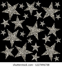 Silver Stars Black Background Vector Illustration Stock Vector (Royalty ...