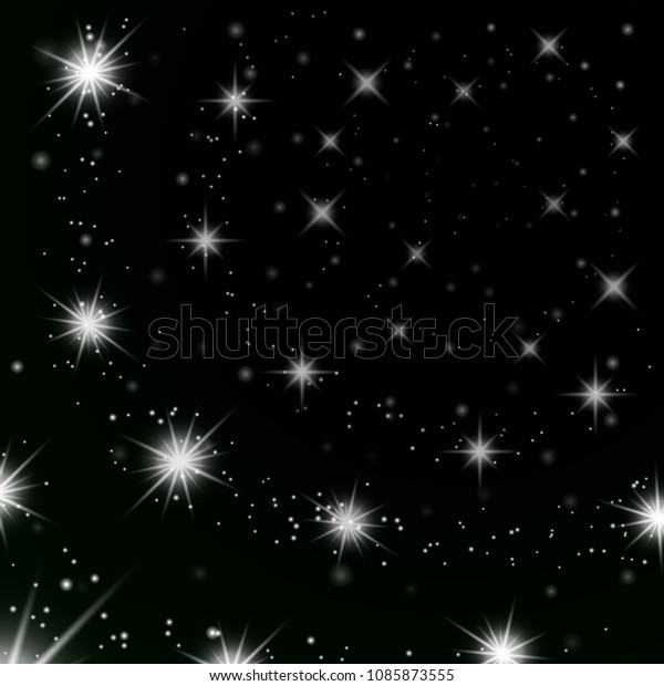 Silver Stars Black Night Sky Background Stock Vector Royalty Free