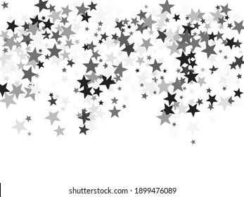 Silver stars confetti christmas holiday vector background. Small dazzle star sparkles magical illustration. Silver platinum abstract party decoration elements.