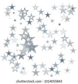 Silver stars confetti. Falling stars, glitter, dust and sparkles. Vector illustration. 