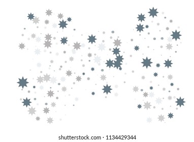 Silver stars confetti. Falling stars, glitter, dust and sparkles. Vector illustration. Silver explosion of confetti. Shiny abstract glowing design.
