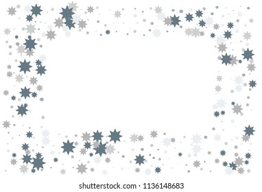 Silver stars confetti. Falling stars, glitter, dust and sparkles. Vector illustration. Silver explosion of confetti.