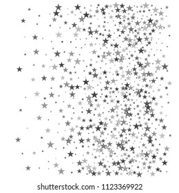 silver stars confetti vector background, flying christmas lights falling. magic shining Flying stars glitter cosmic backdrop, sparkle vector border. glow tinsel frame