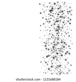 silver stars confetti vector background, flying christmas lights falling. magic shining Flying stars glitter cosmic backdrop, sparkle vector border. glow tinsel frame
