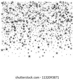 silver stars confetti vector background, flying christmas lights falling. magic shining Flying stars glitter cosmic backdrop, sparkle vector border. glow tinsel frame