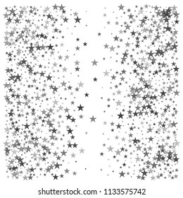 silver stars confetti vector background, flying christmas lights falling. magic shining Flying stars glitter cosmic backdrop, sparkle vector border. glow tinsel frame