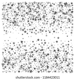 silver stars confetti vector background, flying christmas lights falling. magic shining Flying stars glitter cosmic backdrop, sparkle vector border. glow tinsel frame