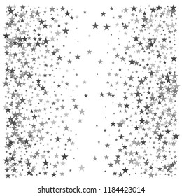 silver stars confetti vector background, flying christmas lights falling. magic shining Flying stars glitter cosmic backdrop, sparkle vector border. glow tinsel frame