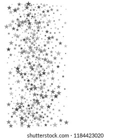 silver stars confetti vector background, flying christmas lights falling. magic shining Flying stars glitter cosmic backdrop, sparkle vector border. glow tinsel frame