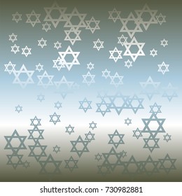 Silver stars of David on a silver background