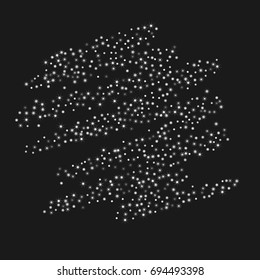 Silver stars on a black background. Abstract, trendy, modern background. Glitter for banner, business card, greeting card, Vector illustration.