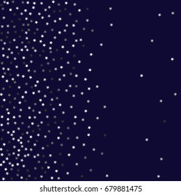 Silver stars on a dark blue background. Abstract, trendy, modern background. Glitter for banner, business card, greeting card, Vector illustration