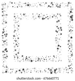 Silver stars on a white background. Abstract, trendy, modern background. Glitter for banner, business card, greeting card, Vector illustration.