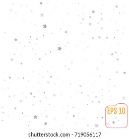 Silver stars on white background. Abstract Background. Glitter pattern for banner. Vector illustration