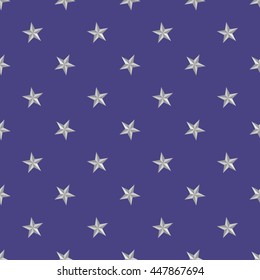 Silver stars pattern on the blue background. Vector Illustration.Modern stylish abstract texture.Abstract geometric shape texture. 3d effect sky.Design template for wallpaper, wrapping,textile.