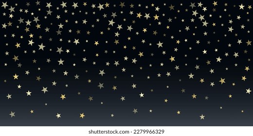 Silver stars vector background, sparkling Christmas confetti falling. magic shining flying stars glitter backdrop, sparkle border