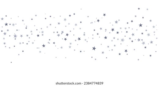 Estrellas plateadas de fondo vectorial, confeti navideño que cae aislado en blanco. estrellas voladoras mágicas brillan fondo, borde brillante