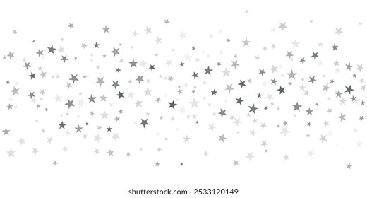 Estrellas de plata de fondo de Vector, Navidades brillantes confeti caída mágica brillando destellos, estrellas voladoras brillo borde