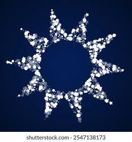 silberne Sterne, vektorblauer Hintergrund. Weißes Schneeflocken-Muster. Shine Flake Einladung. Elegante Schnee Tapete.
