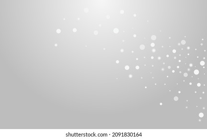 Silver Stars Vector Grey Background. Overlay Winter Snowflake Banner. Glitter Confetti Illustration. Xmas Snow Wallpaper.