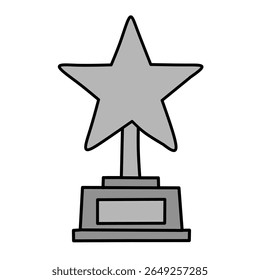 A silver star-shaped trophy mounted on a square gray base with a rectangular nameplate.