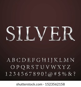 Silver steel medieval classic fantasy 3D text font alphabet effect collection set