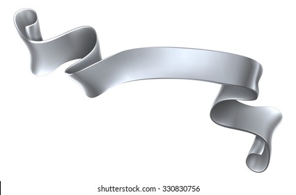 A silver steel metal banner scroll design