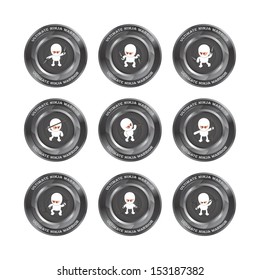 silver steel white ninja button set