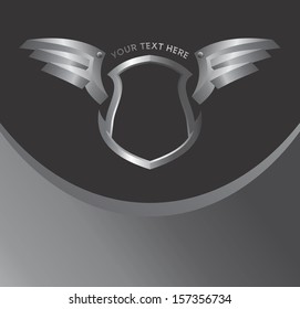 silver steel wing shield art